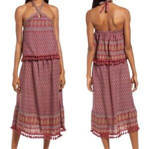 RAGA Avah Ruffle Halter Midi Dress NWT